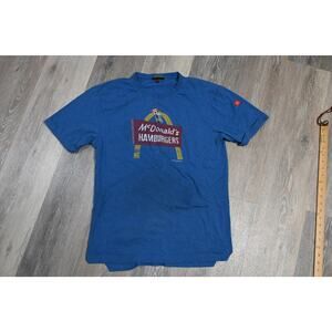 McDonald’s Hamburgers Graphic T-Shirt Men’s Medium Blue Retro Fast Food Tee